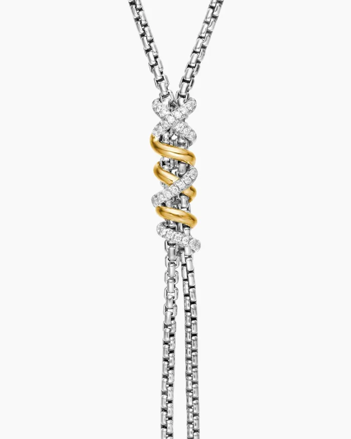 Helena Y Necklace In Sterling Silver With 18K Yellow Gold With Diamonds Women David Yurman Y Necklace Helena Y Necklace In Sterling Silver With 18K Yellow Gold With Diamonds Women David Yurman Y Necklace