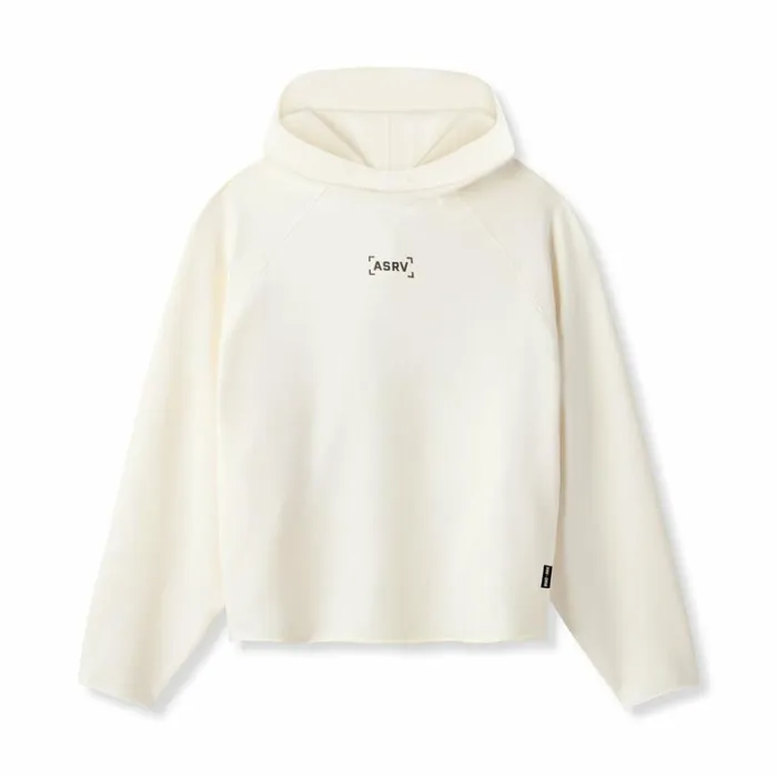 Hoodies and Sweatshirts Men ASRV MicroTerry Raw Hem Hoodie Cream
