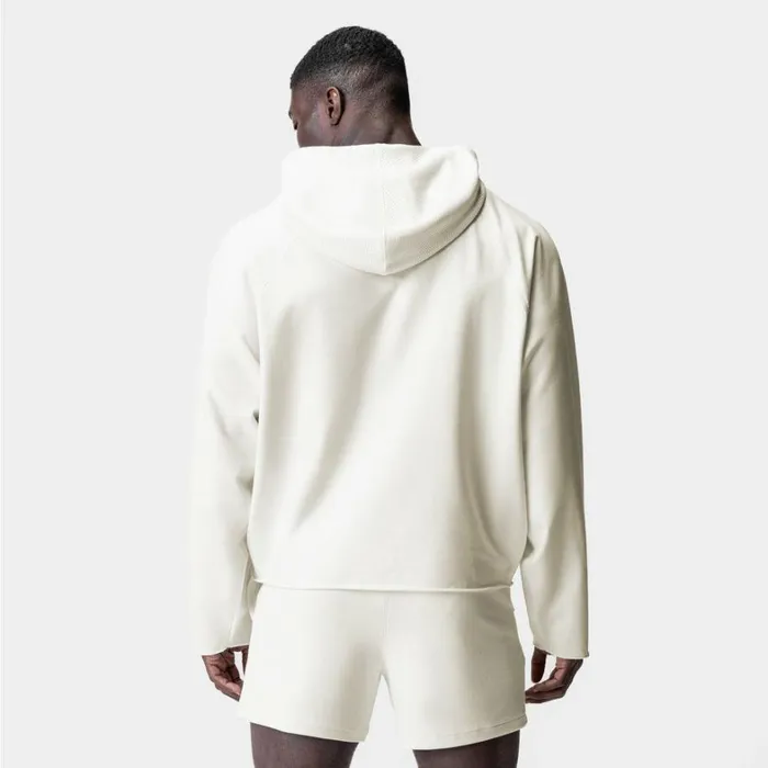 Hoodies and Sweatshirts Men ASRV MicroTerry Raw Hem Hoodie Cream