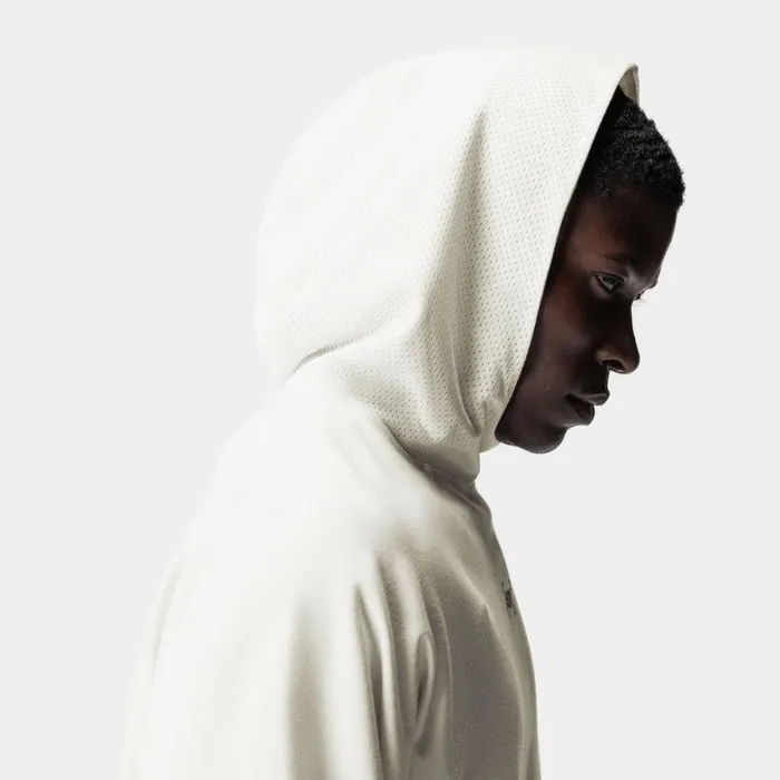 Hoodies and Sweatshirts Men ASRV MicroTerry Raw Hem Hoodie Cream