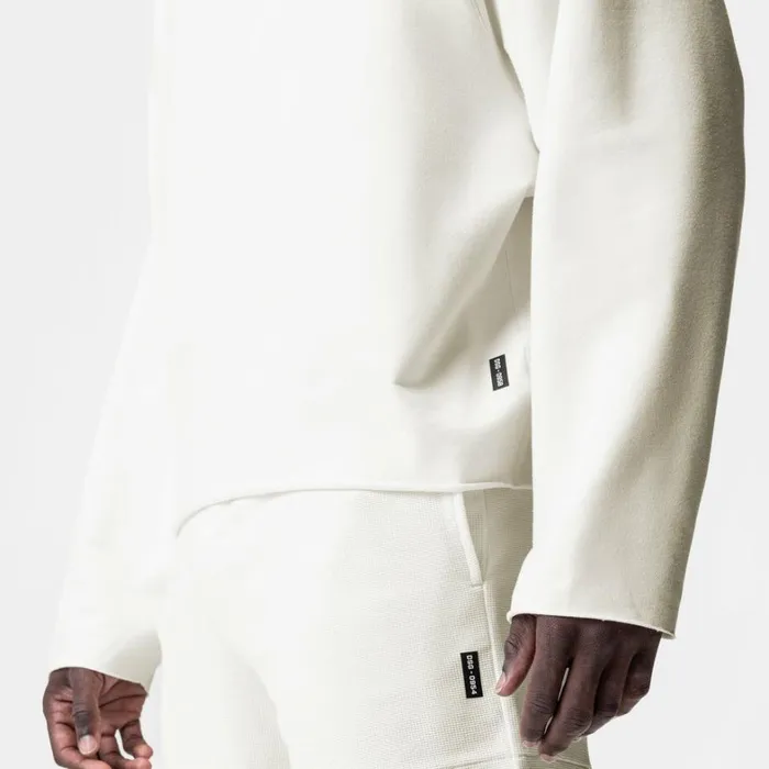 Hoodies and Sweatshirts Men ASRV MicroTerry Raw Hem Hoodie Cream
