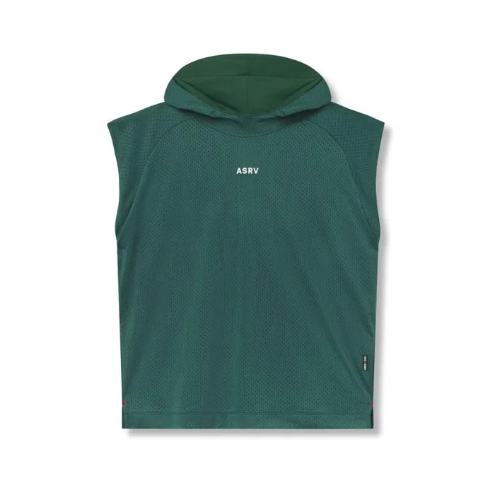 Hoodies and Sweatshirts Men ASRV Reversible 2in1 Cutoff Hoodie Forest Green