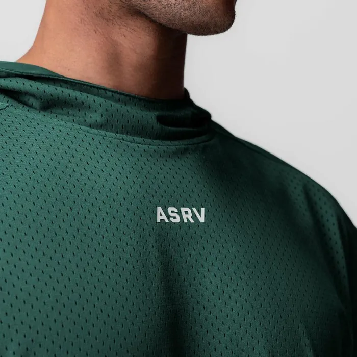 Hoodies and Sweatshirts Men ASRV Reversible 2in1 Cutoff Hoodie Forest Green