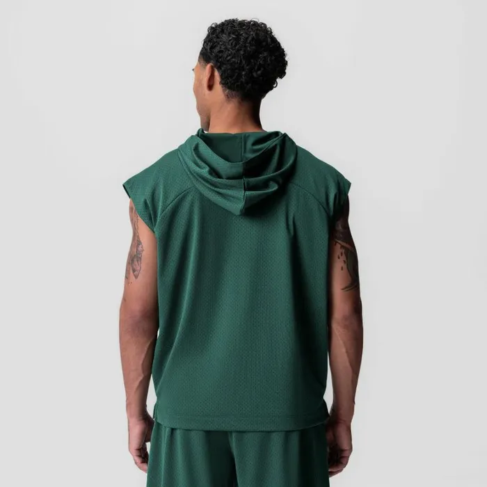 Hoodies and Sweatshirts Men ASRV Reversible 2in1 Cutoff Hoodie Forest Green