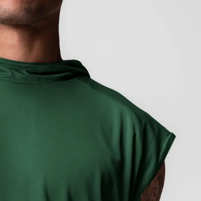 Hoodies and Sweatshirts Men ASRV Reversible 2in1 Cutoff Hoodie Forest Green