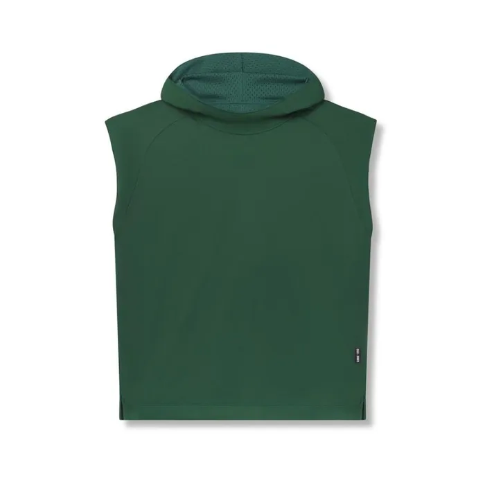 Hoodies and Sweatshirts Men ASRV Reversible 2in1 Cutoff Hoodie Forest Green