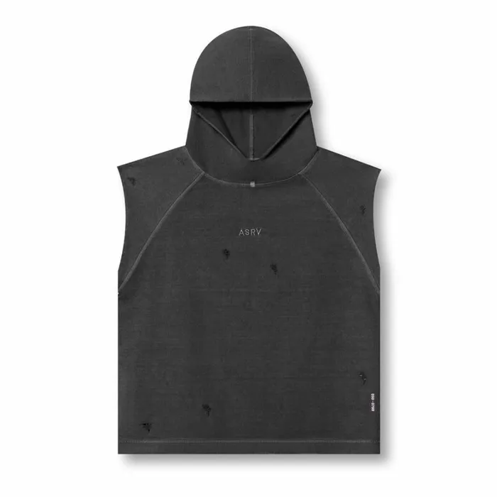 Hoodies and Sweatshirts Men ASRV Tech Essential Cutoff Hoodie Faded Grey