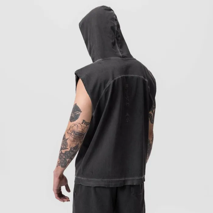 Hoodies and Sweatshirts Men ASRV Tech Essential Cutoff Hoodie Faded Grey
