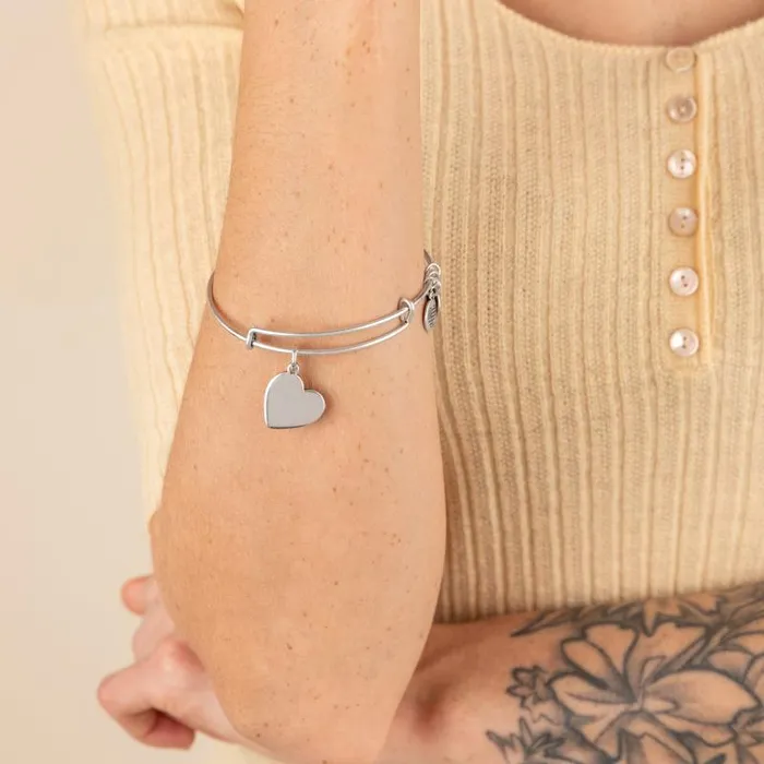 Iconic Women Alex And Ani Heart Charm Bangle Silver