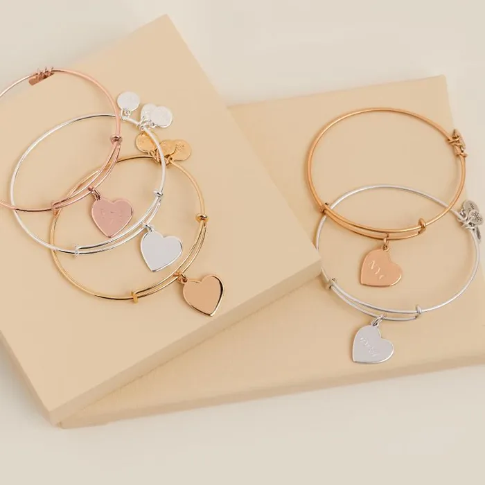 Iconic Women Alex And Ani Heart Charm Bangle Silver