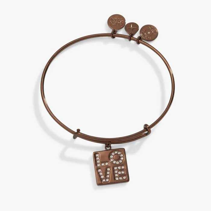 Iconic Women Alex And Ani Love Pav Charm Bangle Shiny Chocolate
