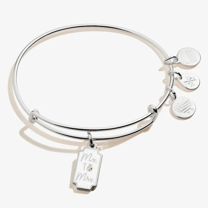 Iconic Women Alex And Ani Ms To Mrs039 Charm Bangle Shiny Silver