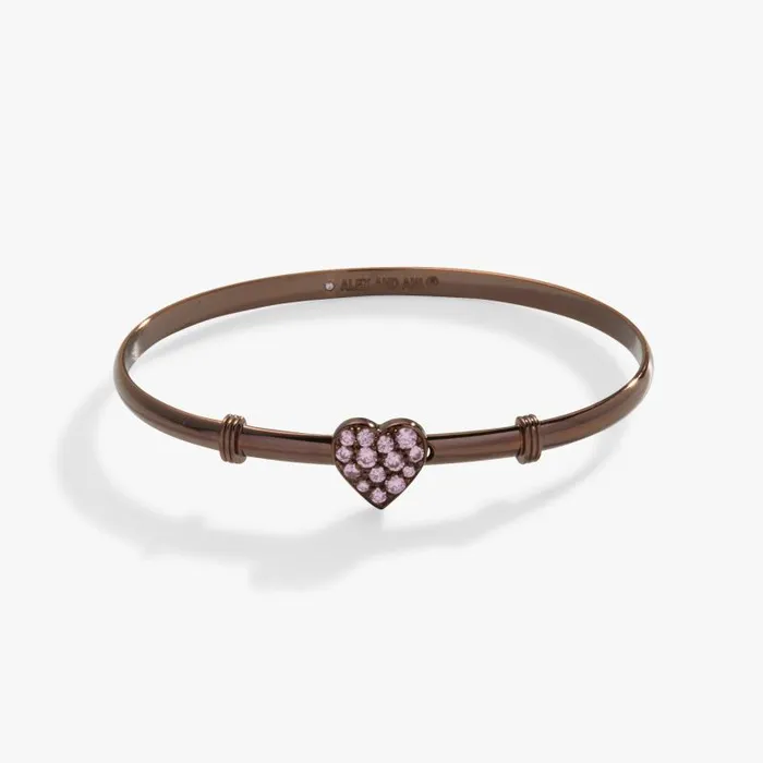 Iconic Women Alex And Ani Pave Heart Clip Bangle Chocolate