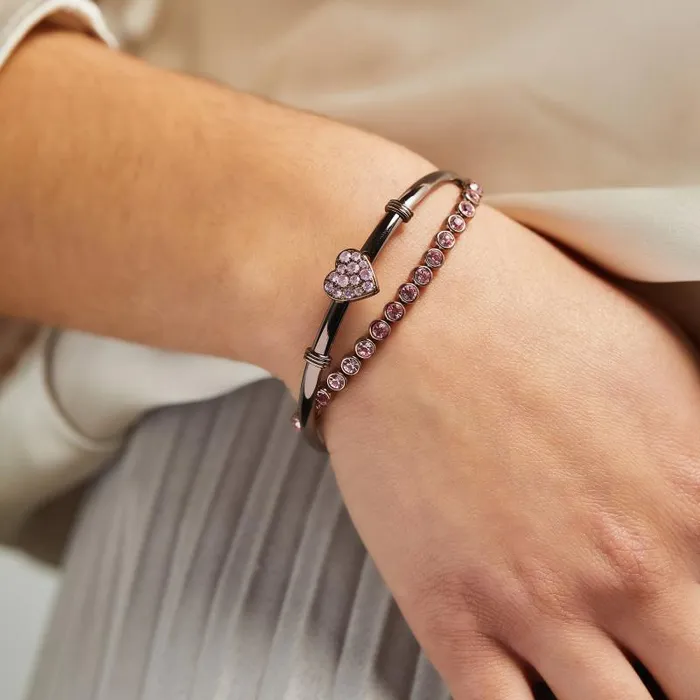 Iconic Women Alex And Ani Pave Heart Clip Bangle Chocolate