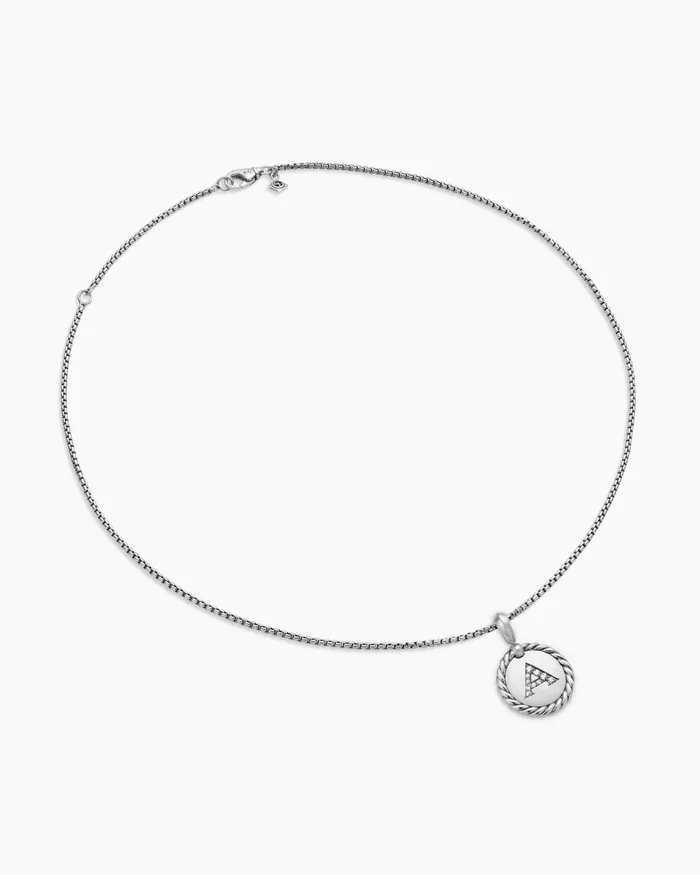 Initial Charm Necklace In Sterling Silver With Diamond A Women David Yurman Pendant Initial Charm Necklace In Sterling Silver With Diamond A Women David Yurman Pendant