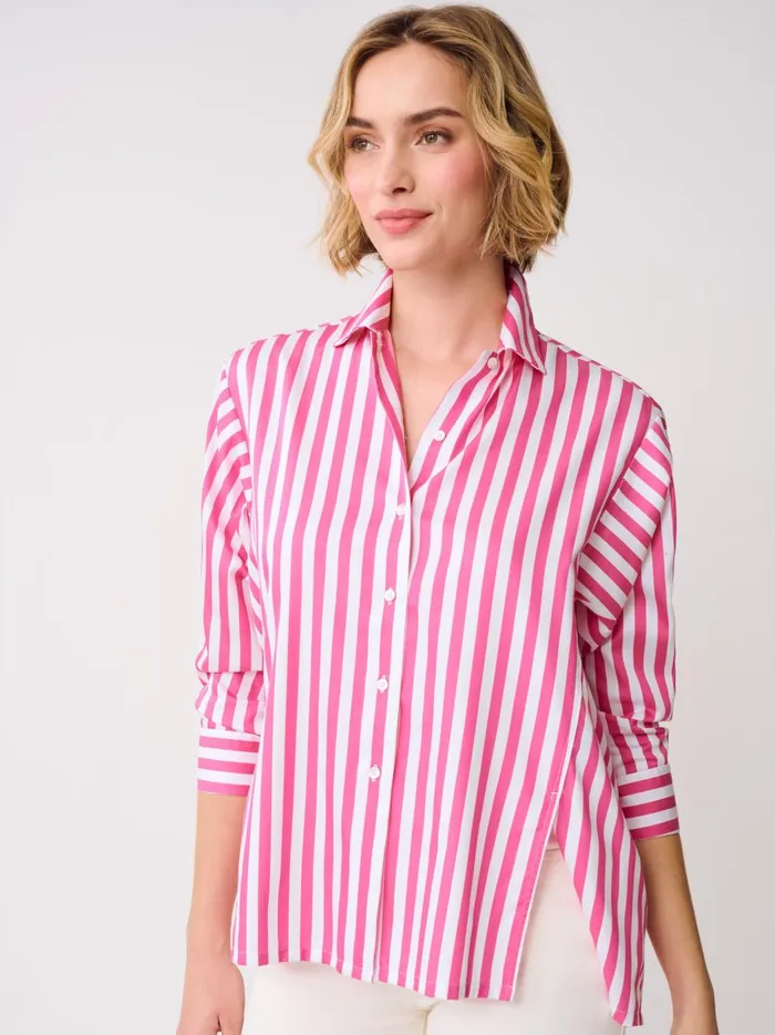 JMclaughlin Alexis Shirt In Stripe Fuchsiawhite Women Shirts and Tops