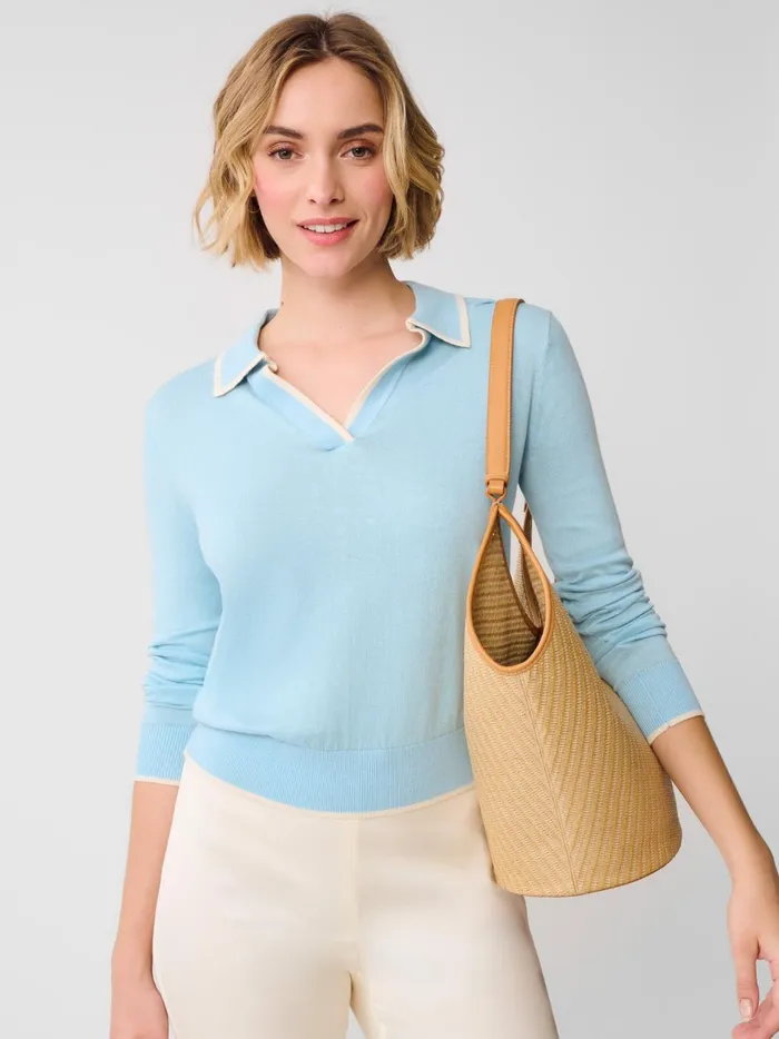 JMclaughlin Bettina Sweater Light Blueoff White Women Sweaters