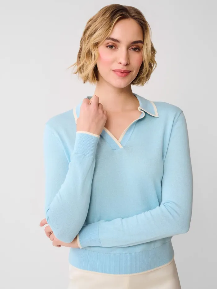 JMclaughlin Bettina Sweater Light Blueoff White Women Sweaters