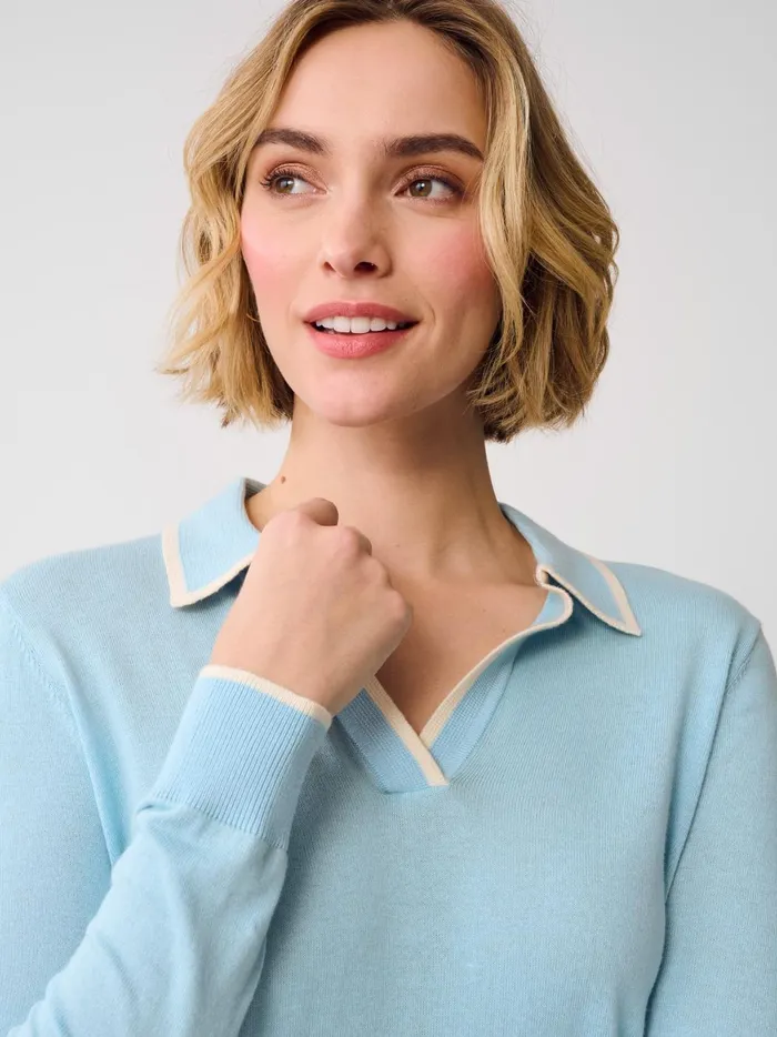 JMclaughlin Bettina Sweater Light Blueoff White Women Sweaters