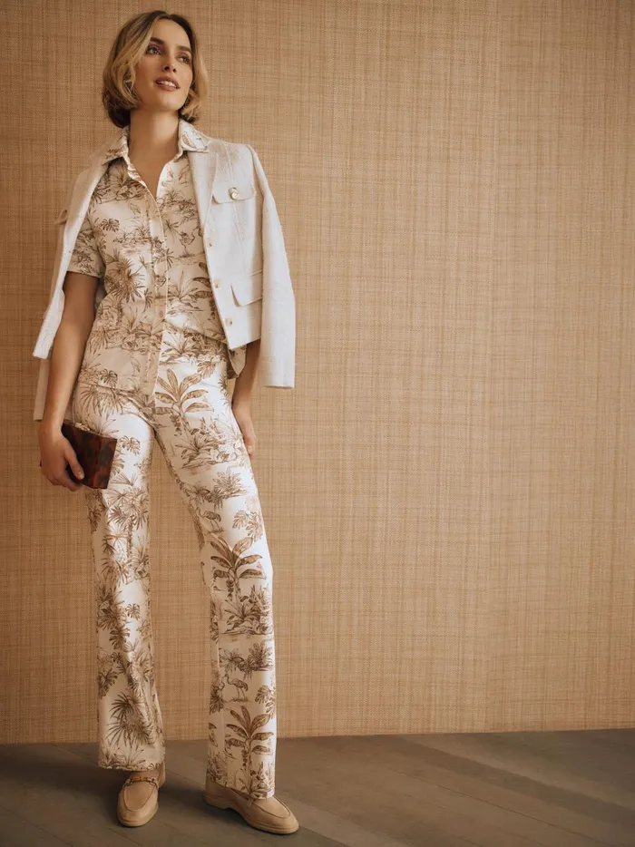 JMclaughlin Carmel Pants In Estuary Idyll Off Whitebrown Women Suits and Sets