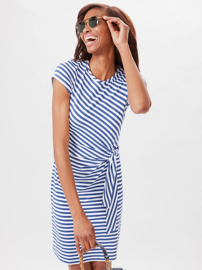JMclaughlin Elora Dress In Bangle Stripe Whitelight Navy Women Dresses