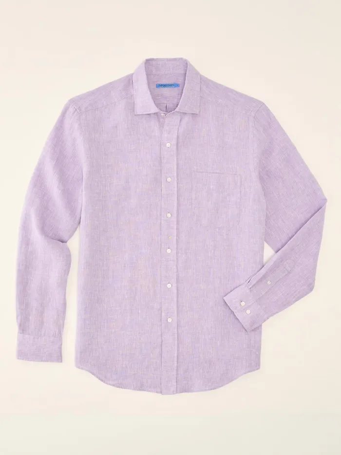 JMclaughlin Gramercy Classic Fit Linen Shirt Purple Men Shirts