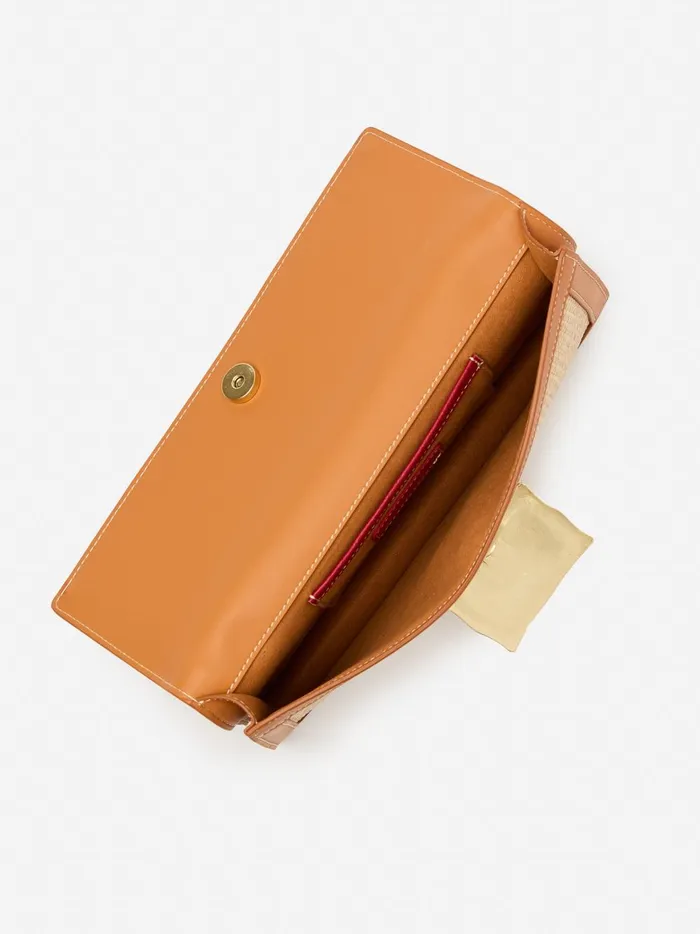 JMclaughlin Marley Grasscloth Clutch Natural Women Handbags