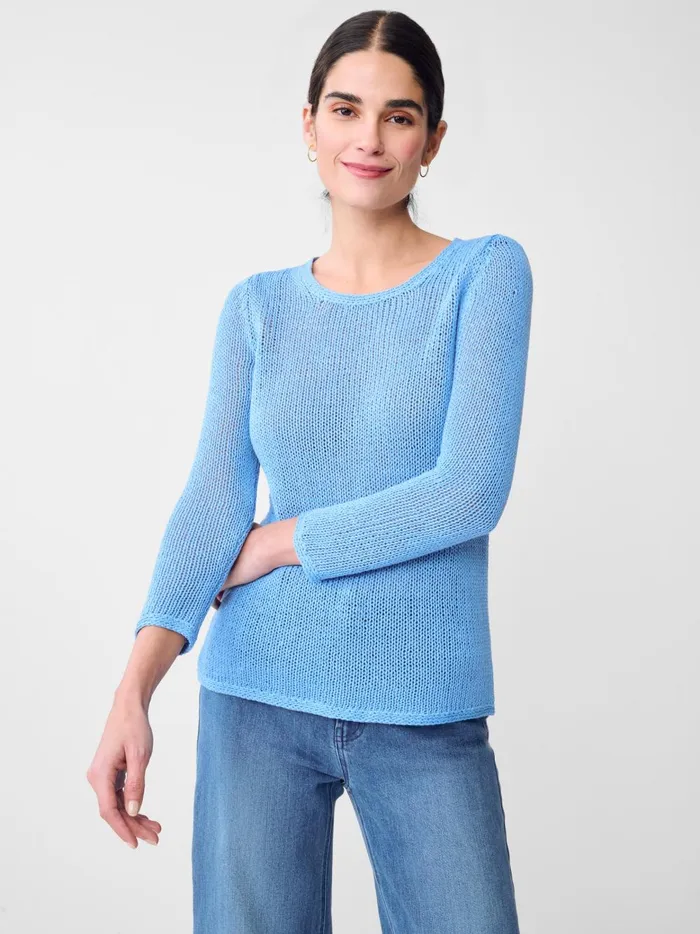 JMclaughlin Raelyn Linen Blend Sweater Heaven Blue Women Sweaters