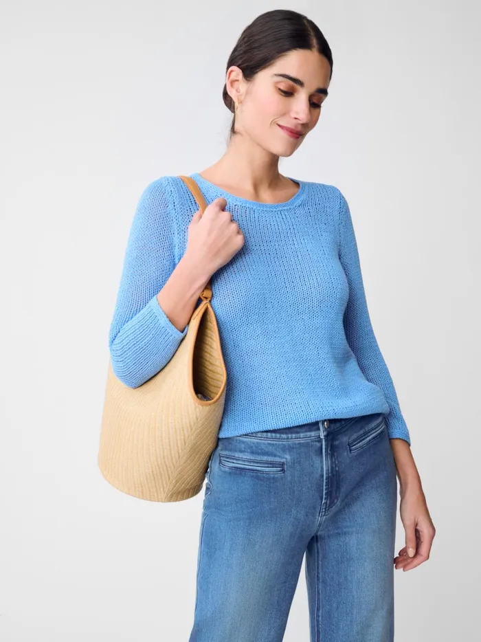 JMclaughlin Raelyn Linen Blend Sweater Heaven Blue Women Sweaters