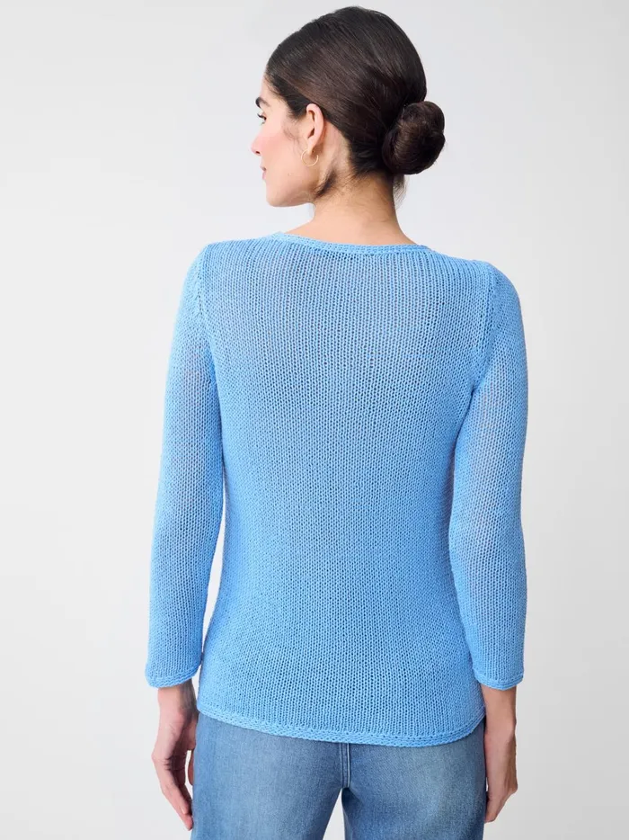JMclaughlin Raelyn Linen Blend Sweater Heaven Blue Women Sweaters