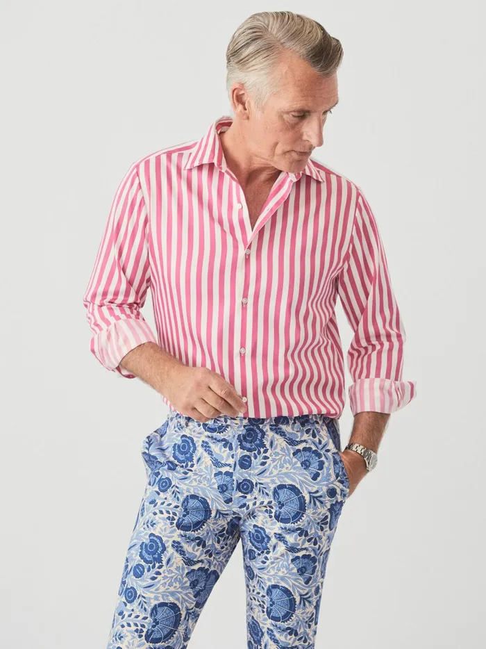 JMclaughlin Rivera Classic Fit Shirt In Broad Stripe Fuchsiawhite Men Shirts