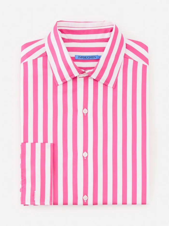 JMclaughlin Rivera Classic Fit Shirt In Broad Stripe Fuchsiawhite Men Shirts JMclaughlin Rivera Classic Fit Shirt In Broad Stripe Fuchsiawhite Men Shirts