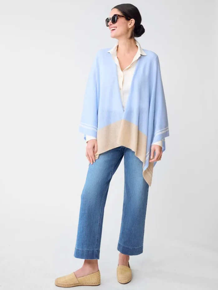 JMclaughlin Saara Cashmere Wrap In Color Block Chambraylight Camel Women Jackets and Outerwear JMclaughlin Saara Cashmere Wrap In Color Block Chambraylight Camel Women Jackets and Outerwear