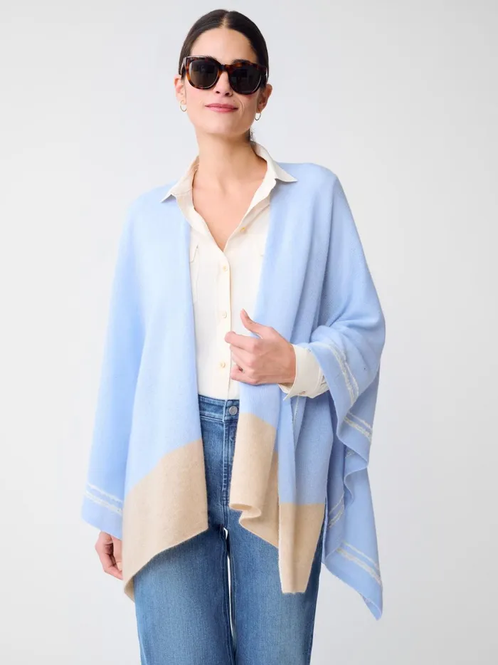 JMclaughlin Saara Cashmere Wrap In Color Block Chambraylight Camel Women Jackets and Outerwear JMclaughlin Saara Cashmere Wrap In Color Block Chambraylight Camel Women Jackets and Outerwear