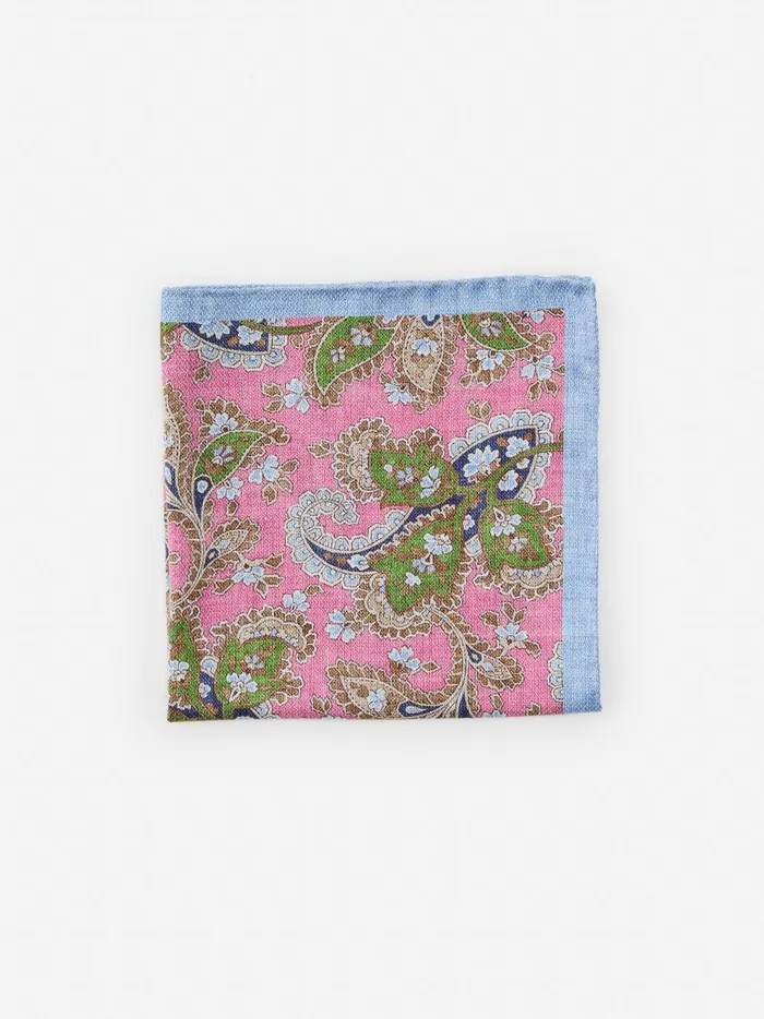 JMclaughlin Silk Pocket Square In Floral Greenmulti Men Pocket Squares