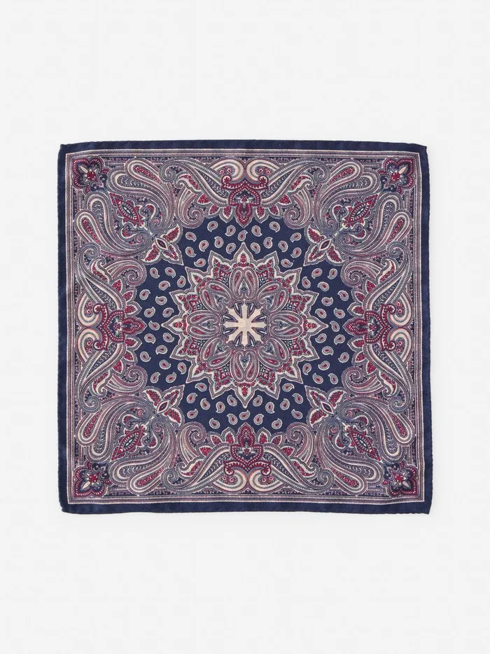 JMclaughlin Silk Pocket Square In Foulard Navymulti Men Pocket Squares JMclaughlin Silk Pocket Square In Foulard Navymulti Men Pocket Squares