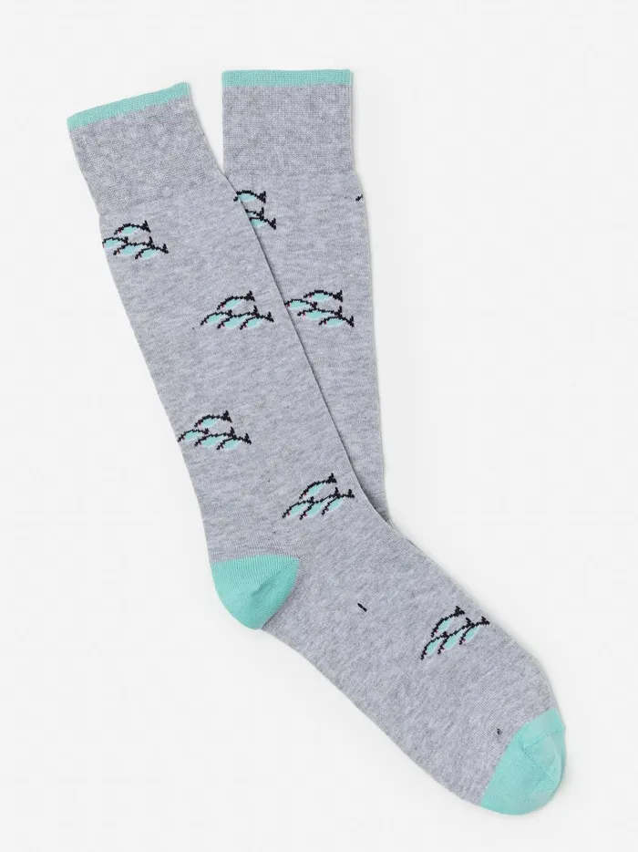 JMclaughlin Socks In School Of Fish Heather Grayblue Men Socks