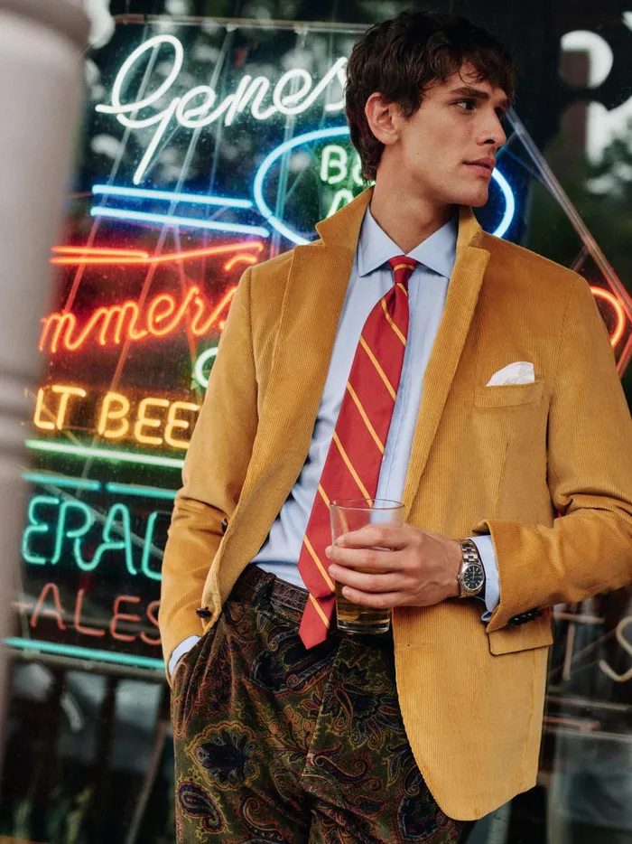 JMclaughlin Suffolk Corduroy Sport Coat Corn Men Jackets and Outerwear