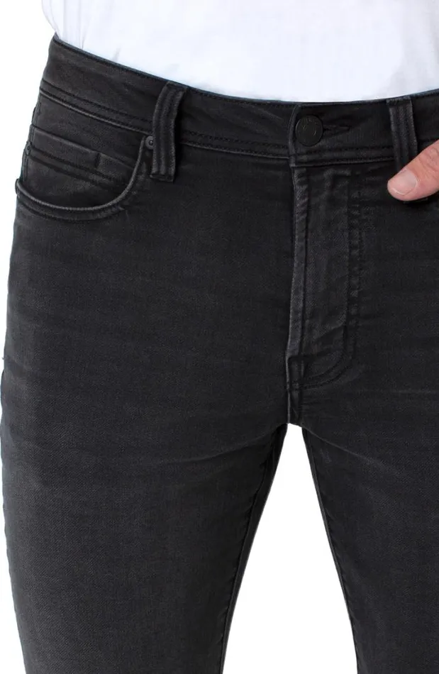 JEANS Men Liverpool Los Angeles REGENT RELAXED STRAIGHT BLACK KNIT ECO DENIM Bleecker