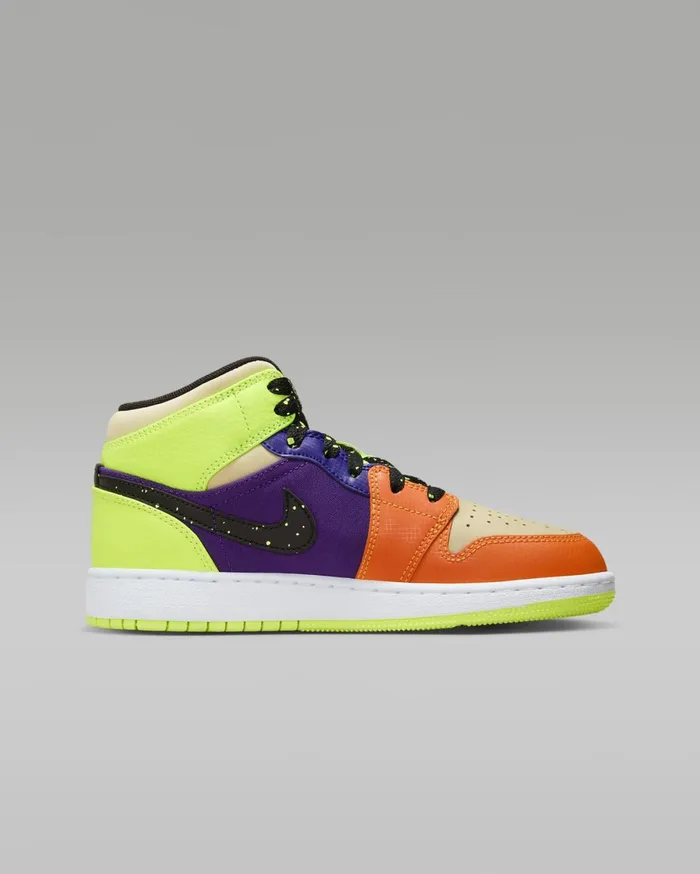 Jordan Kids Nike Air Jordan 1 Mid SE Voltvivid Orangeteam Goldblack