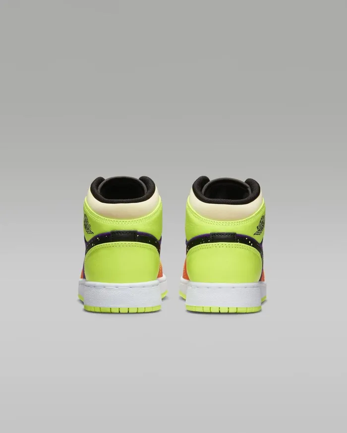 Jordan Kids Nike Air Jordan 1 Mid SE Voltvivid Orangeteam Goldblack