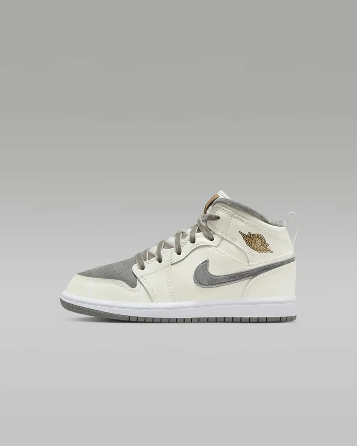 Jordan Kids Nike Jordan 1 Mid SE Sailmetallic Goldflat Pewter