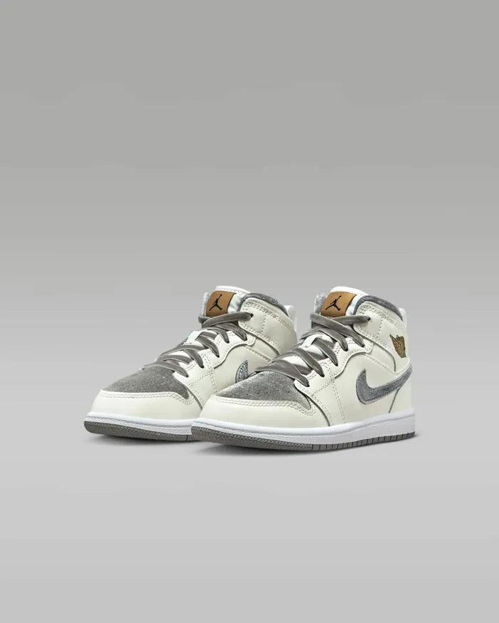 Jordan Kids Nike Jordan 1 Mid SE Sailmetallic Goldflat Pewter