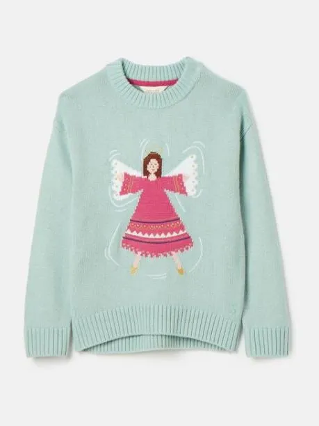 Jumpers and Knitwear Girls Joules Blue Intarsia Artwork Jumper