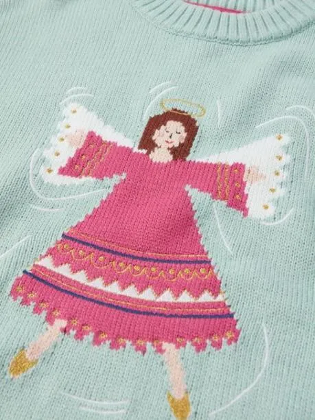 Jumpers and Knitwear Girls Joules Blue Intarsia Artwork Jumper
