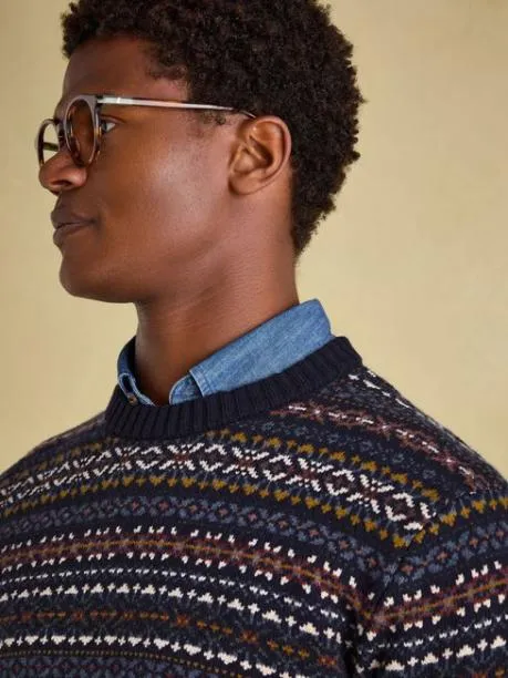 Jumpers and Knitwear Men Joules Navy Crew Neck Jumper Contains Merino Wool