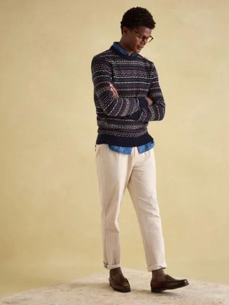 Jumpers and Knitwear Men Joules Navy Crew Neck Jumper Contains Merino Wool
