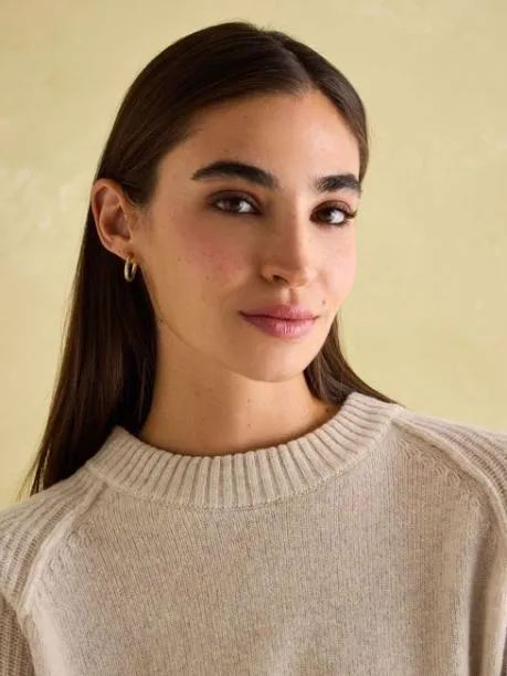 Jumpers and Knitwear Women Joules Oatmeal Merino Wool Jumper With Detachable Roll Neck