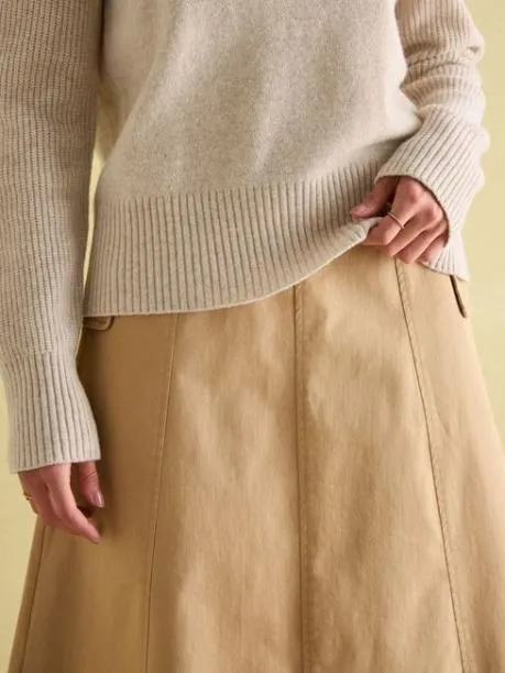 Jumpers and Knitwear Women Joules Oatmeal Merino Wool Jumper With Detachable Roll Neck