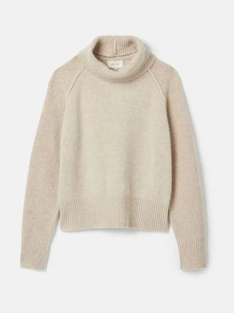 Jumpers and Knitwear Women Joules Oatmeal Merino Wool Jumper With Detachable Roll Neck